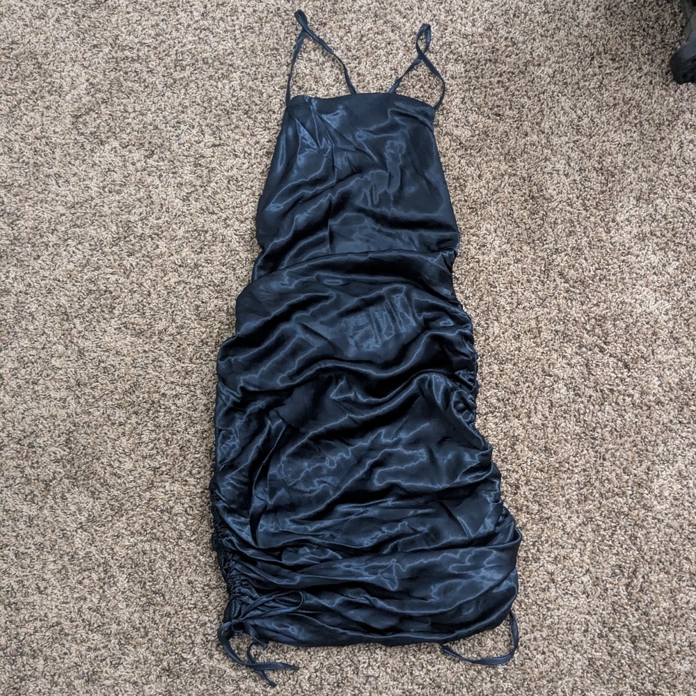 Strappy & Backless Navy Blue Mini Dress